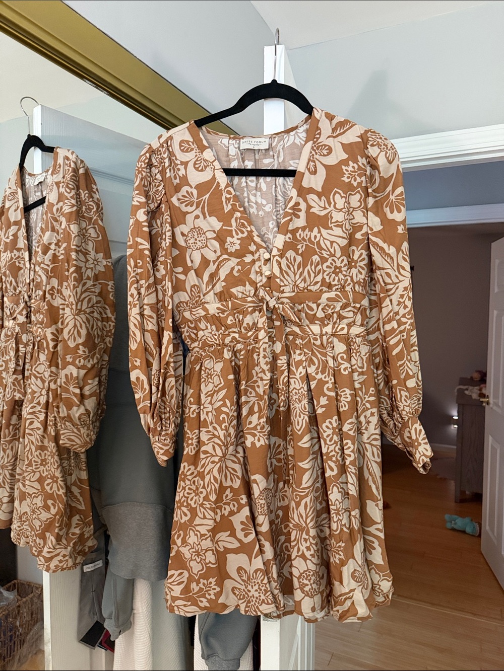 Brown Floral V-Neck Tiered Dress — dress forum